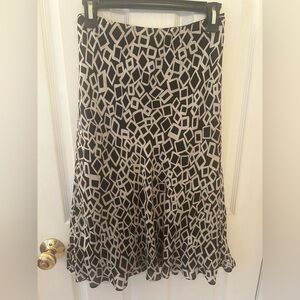 Talbots Black and White Geometric A-Line Skirt